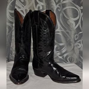Rebelde Black Patent Leather Western Boots Size Mex 26.5 US 8